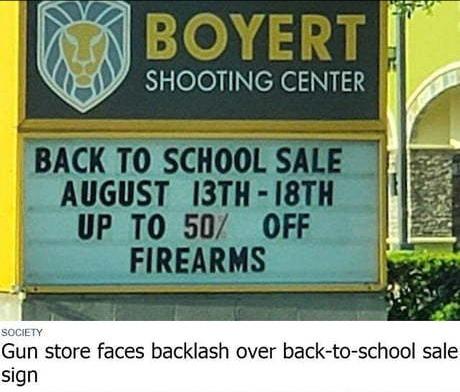 boyert shooting center - Boyert Shooting Center Back To School Sale August 13TH 18TH Up To 50 Off Firearms Society Gun store faces backlash over backtoschool sale sign