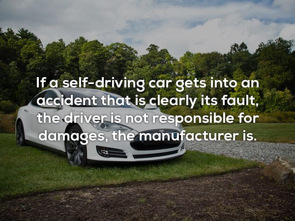 car detailing business us - If a selfdriving car gets into an accident that is clearly its fault, the driver is not responsible for damages, the manufacturer is.