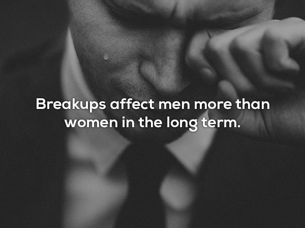men cry - Breakups affect men more than women in the long term.
