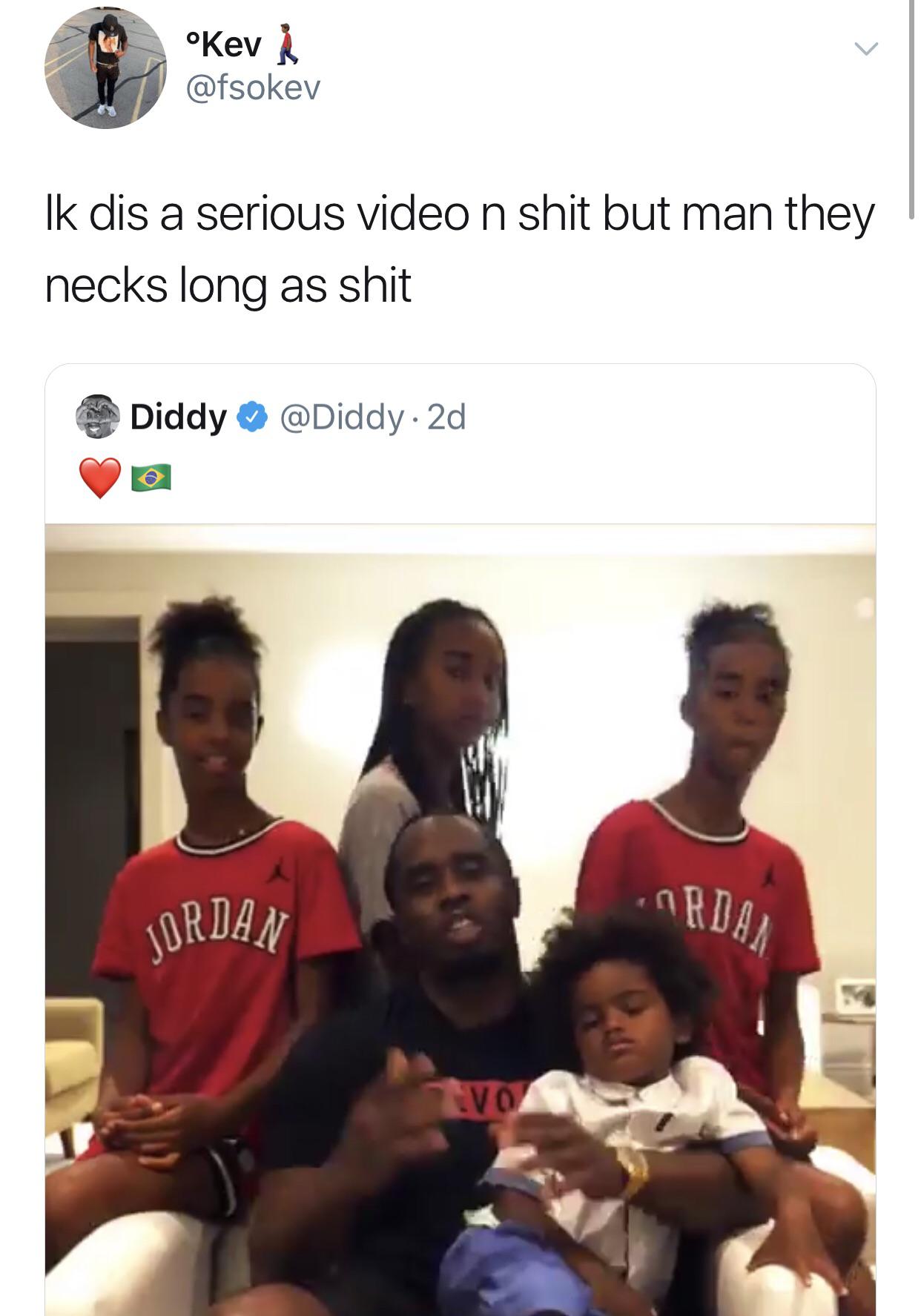 t shirt - Kev Ik dis a serious video n shit but man they necks long as shit Diddy . 2d Jordan Vo