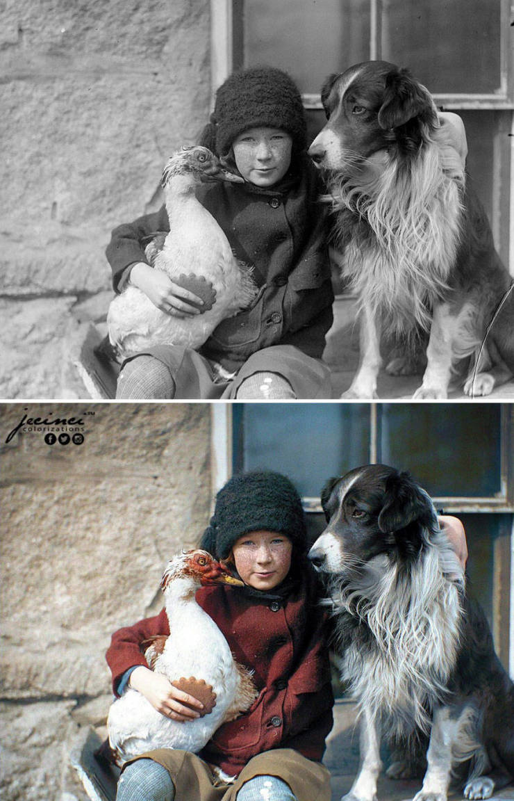 Girl With A Bird And A Dog, Boston, Massachusetts, US, 1920s