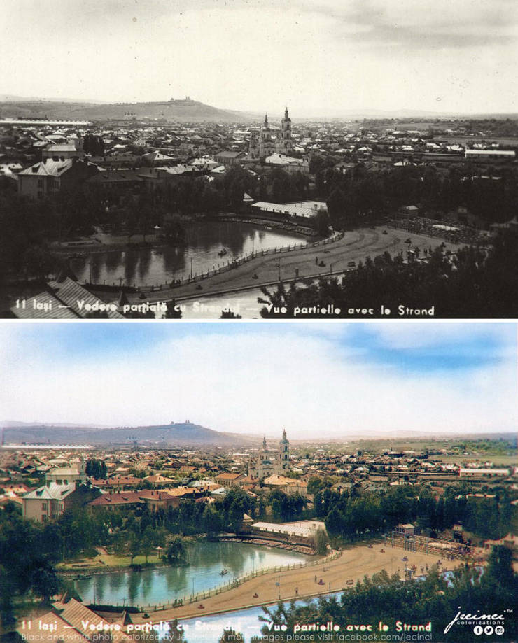 Podu Ros Neighbourhood Viewed From The The Palace Of Culture With The City Pool In The Foreground, Iasi, Romania, Early 20th Century