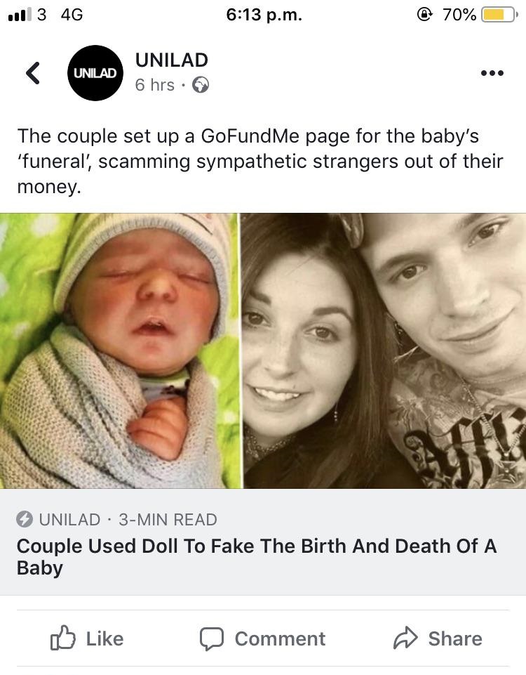 kaycee and geoffrey lang - . 3 4G p.m. @ 70% O Unilad Unilad 6 hrs. The couple set up a GoFundMe page for the baby's 'funeral', scamming sympathetic strangers out of their money. Unilad 3Min Read Couple Used Doll To Fake The Birth And Death Of A Baby Comm