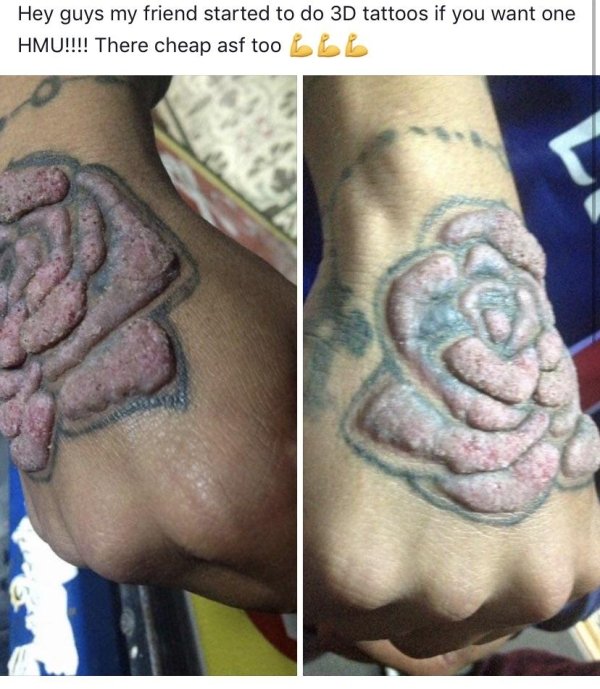 Meme - Hey guys my friend started to do 3D tattoos if you want one Hmu!!!! There cheap asf too Lll