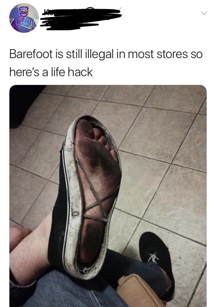 barefoot shoes - Barefoot is still illegal in most stores so here's a life hack