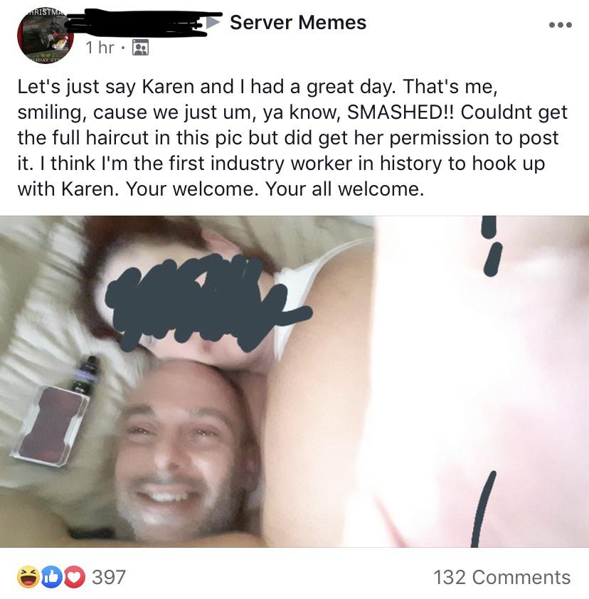 sex memes- eyelash - Ristma Server Memes 1 hr. Let's just say Karen and I had a great day. That's me, smiling, cause we just um, ya know, Smashed!! Couldnt get the full haircut in this pic but did get her permission to post it. I think I'm the first indus