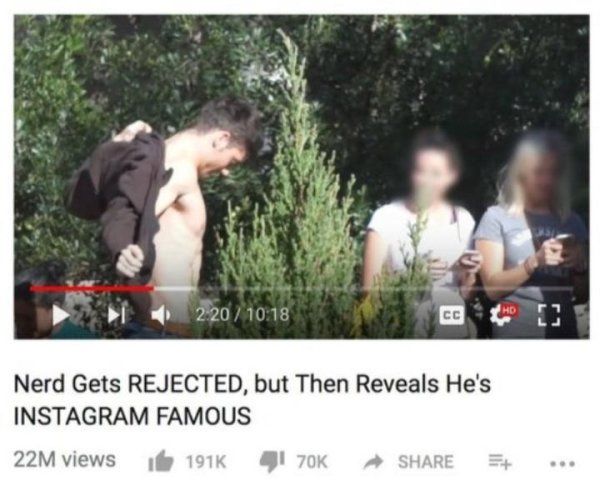 people - 220 co Nerd Gets Rejected, but Then Reveals He's Instagram Famous 22M views ...