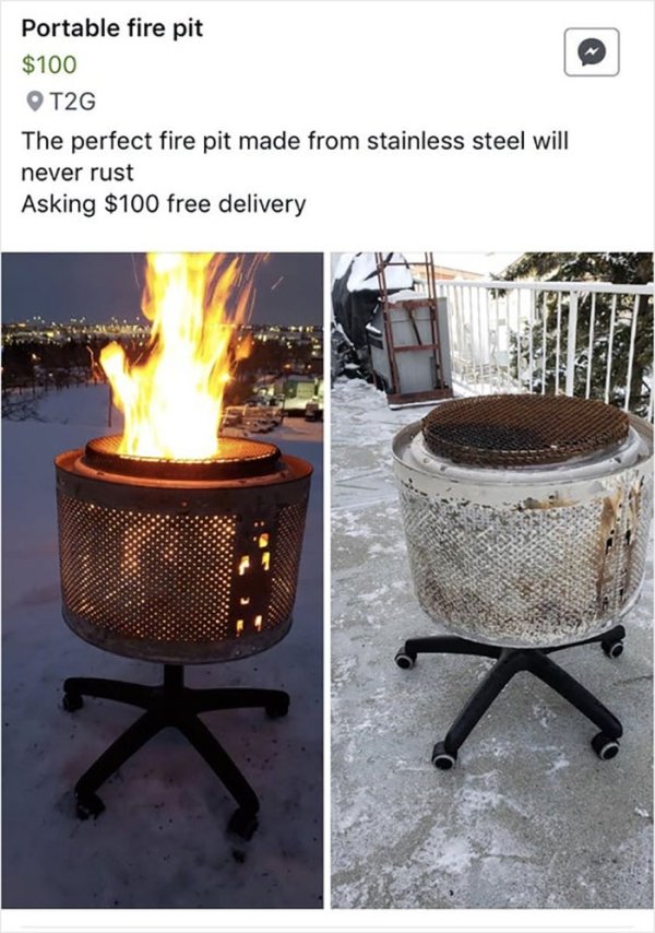 wtf online shopping heat - Portable fire pit $100 T2G The perfect fire pit made from stainless steel will never rust Asking $100 free delivery M