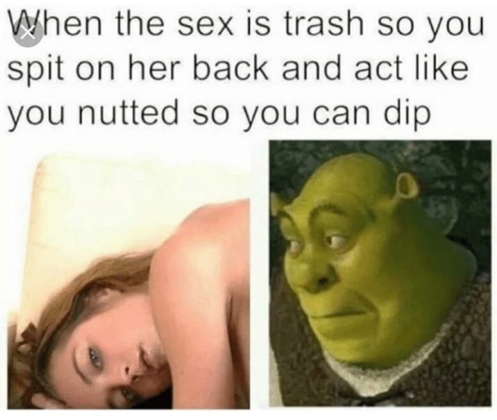 sex is trash so you spit on her back - When the sex is trash so you spit on her back and act you nutted so you can dip