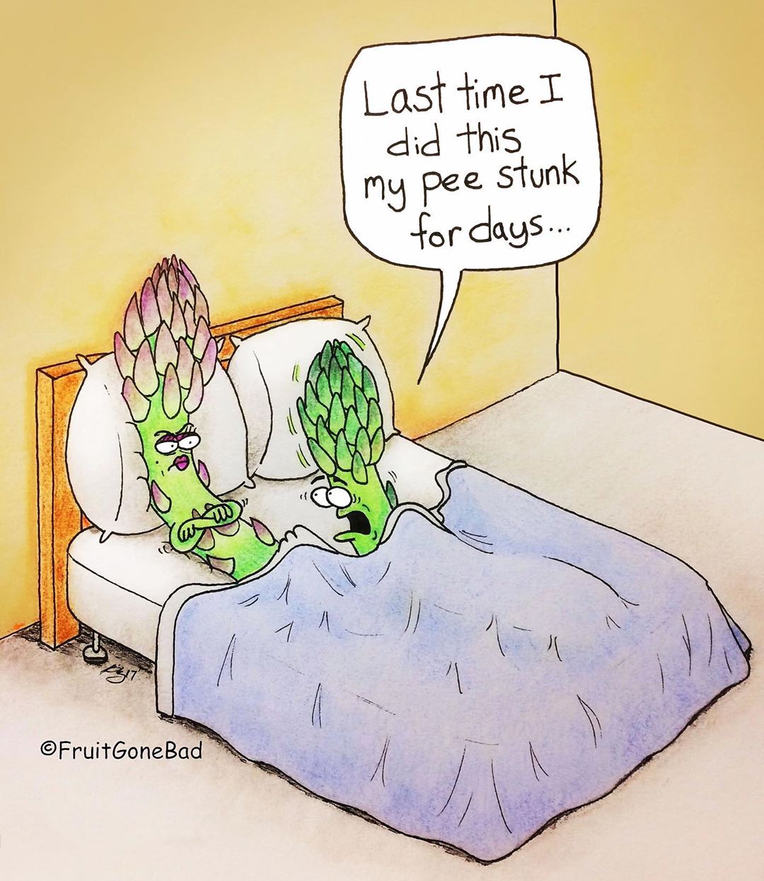 cartoon - I Last time did this my pee stunk for days... FruitGone Bad