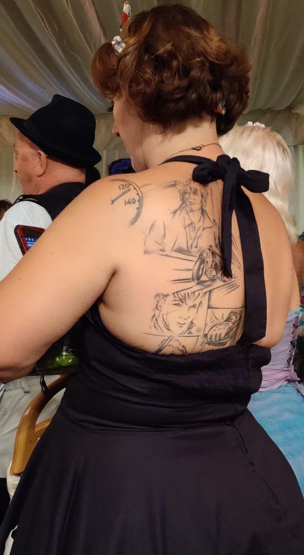 “This lady’s Aha ‘Take on me’ tattoo”