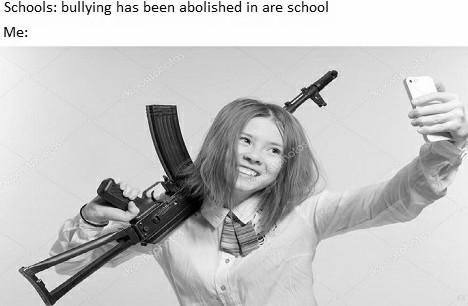 dark stock - Schools bullying has been abolished in are school Me