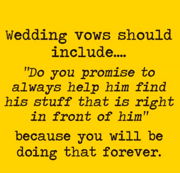 Wedding vows should include....