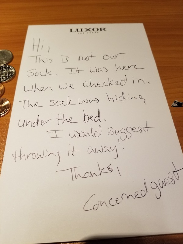 cursed image handwriting - Luxcor This is not our sock. It was here When we checked in. The sock was hiding under the bed. I would suggest throwing it away! Thanks Concerned guest