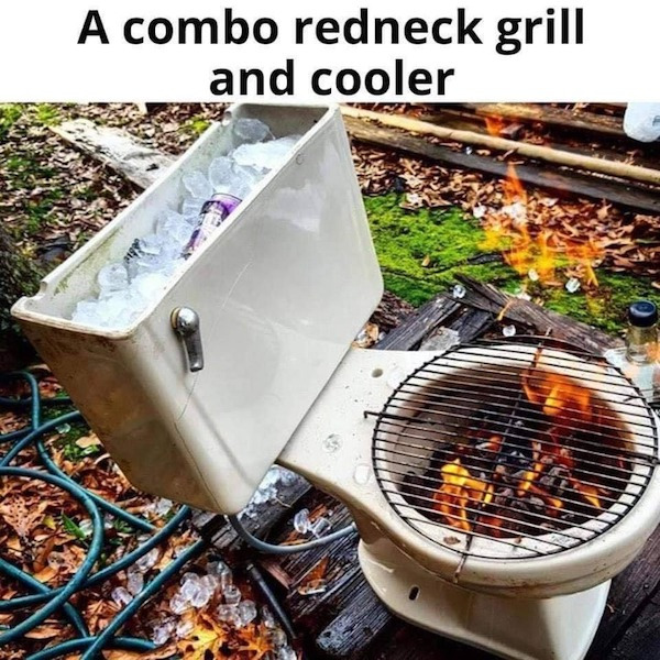 cursed image weird bbq - A combo redneck grill and cooler