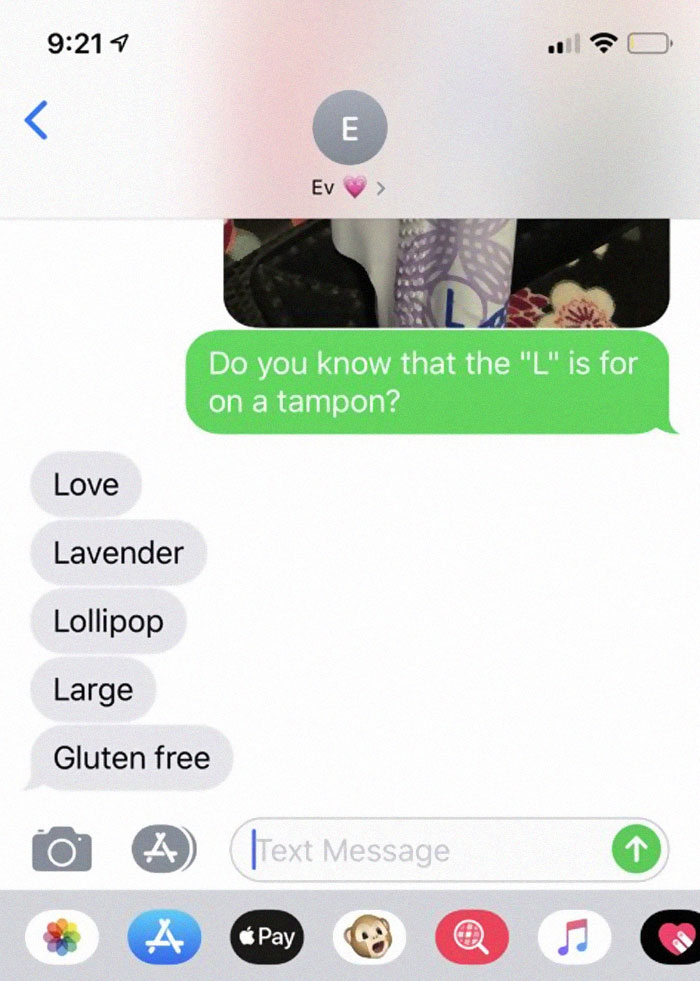 cute relationship moods - Ev Do you know that the "L" is for on a tampon? Love Lavender Lollipop Large Gluten free 0 JText Message