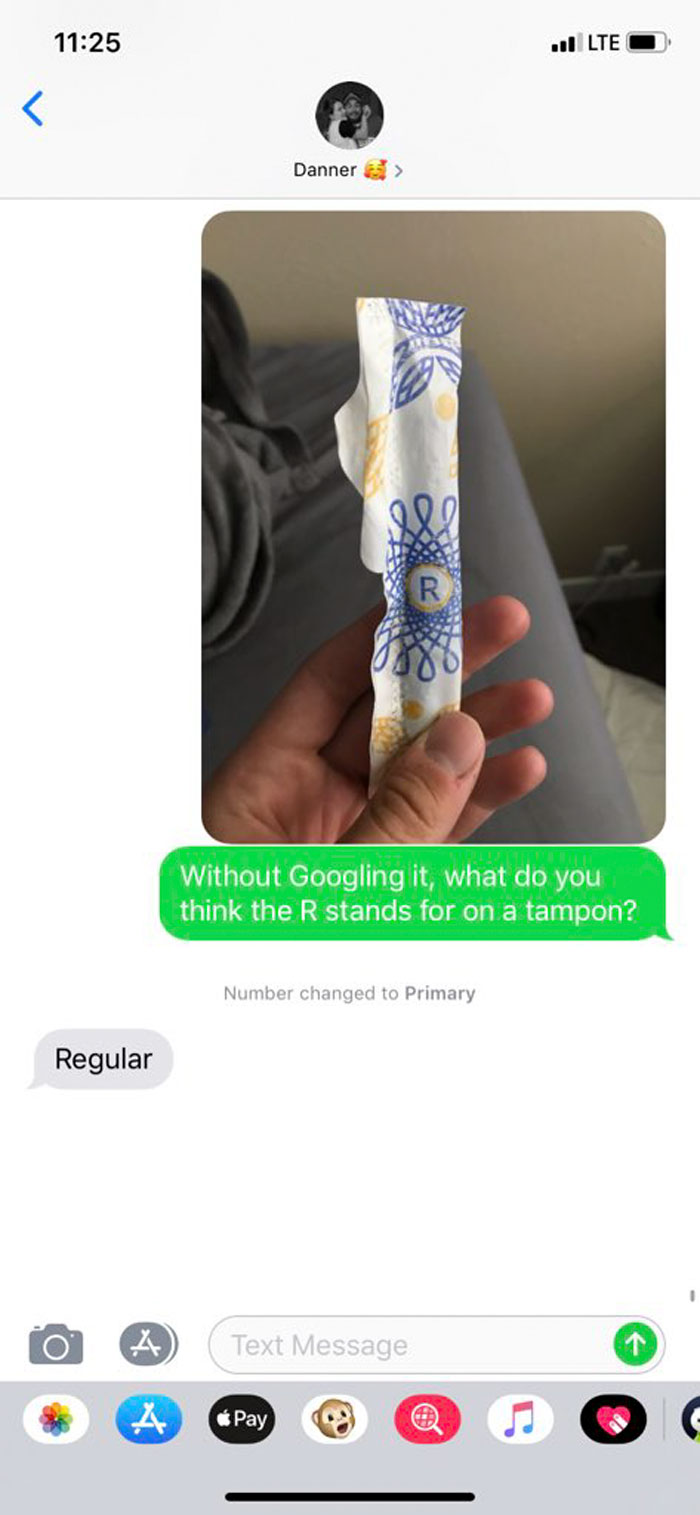 tampon r - ..Lte O Danner Without Googling it, what do you think the R stands for on a tampon? Number changed to Primary Regular Text Message Pay