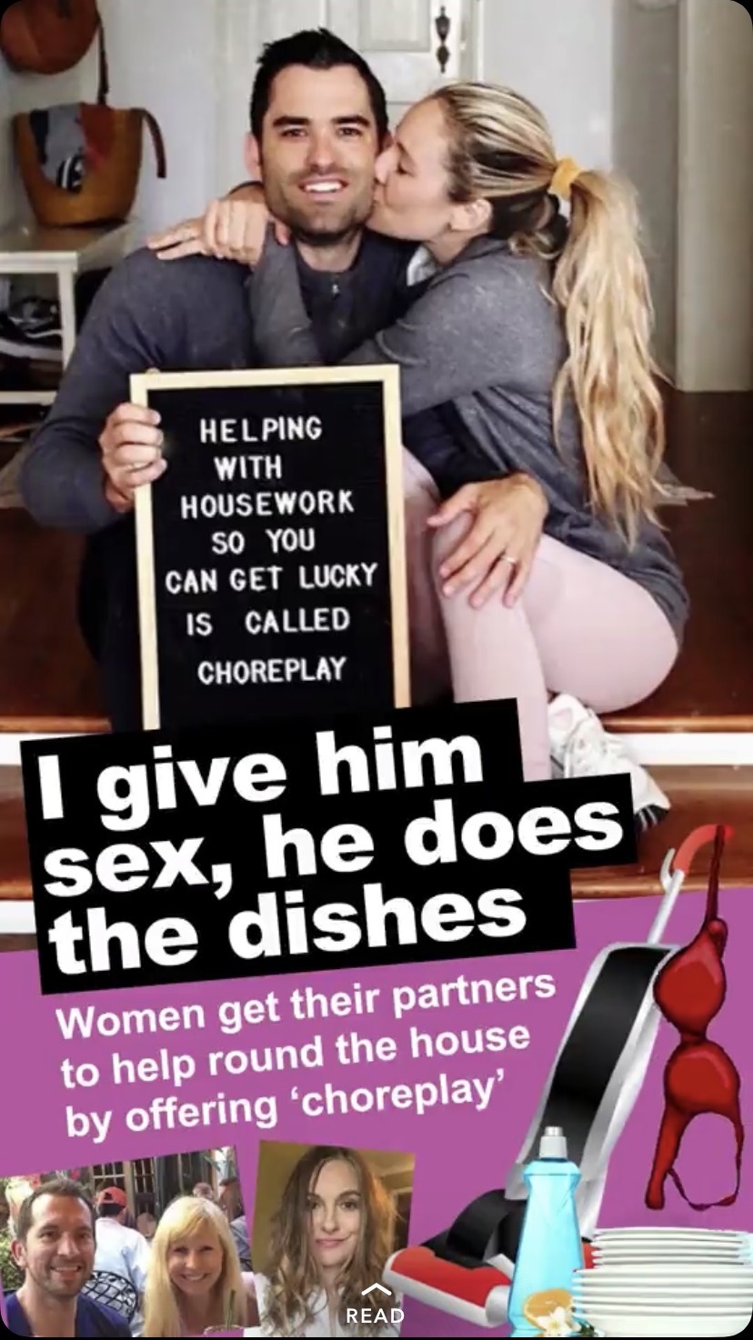 helping with housework so you can get lucky is called choreplay - Helping With Housework So You Can Get Lucky Is Called Choreplay I give him sex, he does the dishes Women get their partners to help round the house by offering 'choreplay Read