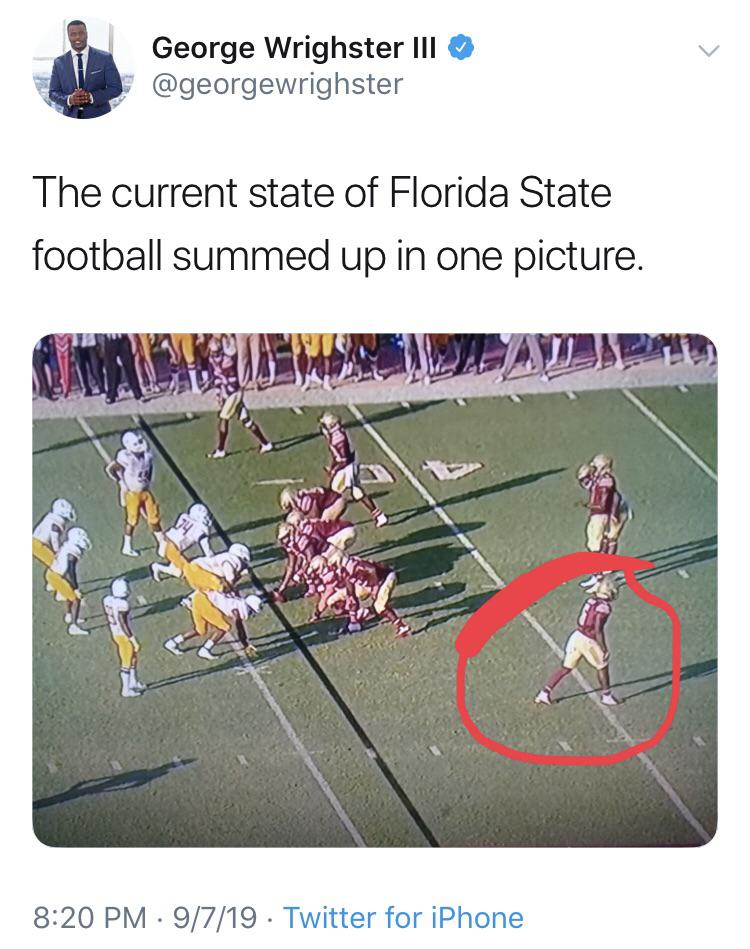 George Wrighster Iii The current state of Florida State football summed up in one picture. 9719 Twitter for iPhone
