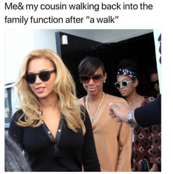 destiny's child sunglasses - Me&my cousin walking back into the family function after "a walk"
