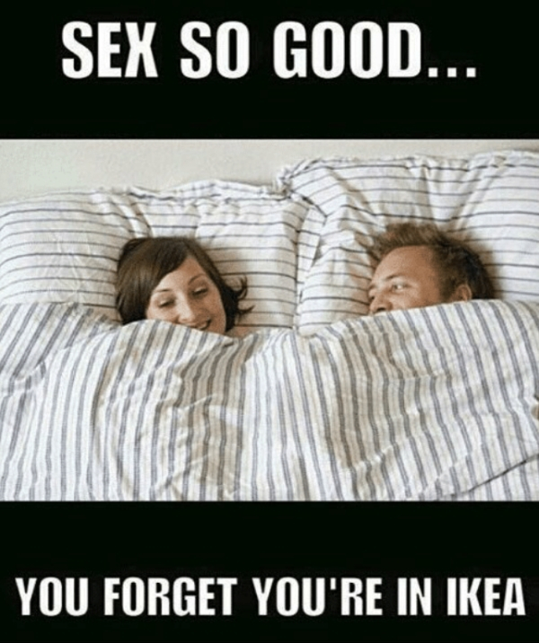 couple in bed under covers - Sex So Good... You Forget You'Re In Ikea