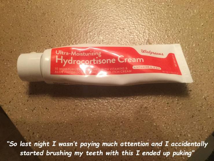 Walgreens UltraMoisturizing Hydrocortisone Cream 10 Moisturizer H Ed With Vitamins Aloe Hydrocone Itch Cream "So last night I wasn't paying much attention and I accidentally started brushing my teeth with this I ended up puking"