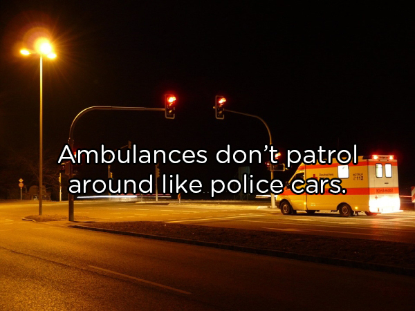 ambulance traffic light - Ambulances don't patrol around police cars.