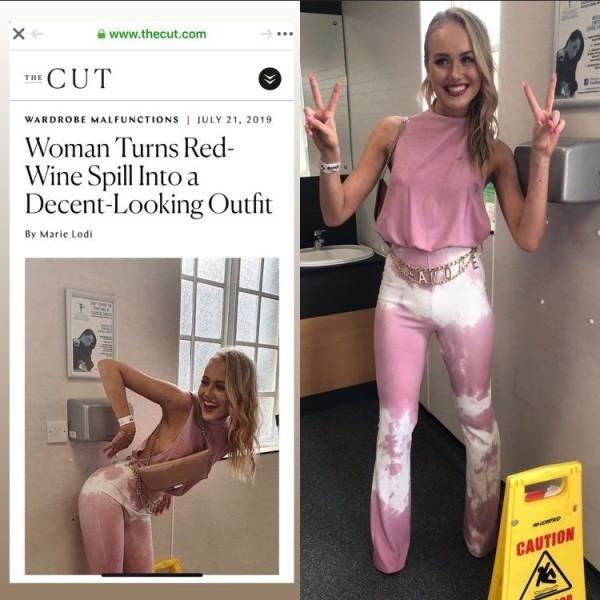 eleanor walton - x w ww.thecut.com Th Cut Wardrobe Malfunctions Woman Turns Red Wine Spill Into a DecentLooking Outfit By Marie Lodi Caution