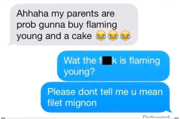 diamond head - Ahhaha my parents are prob gunna buy flaming young and a cake 9 Wat the fk is flaming young? Please dont tell me u mean filet mignon Dalivarad