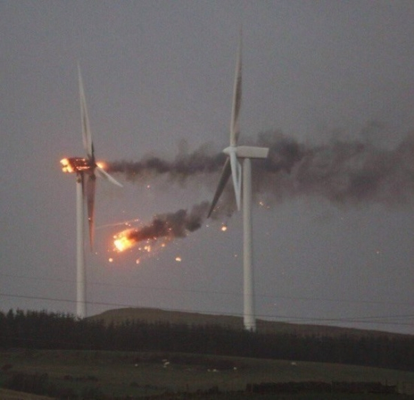 wind turbine blowing up