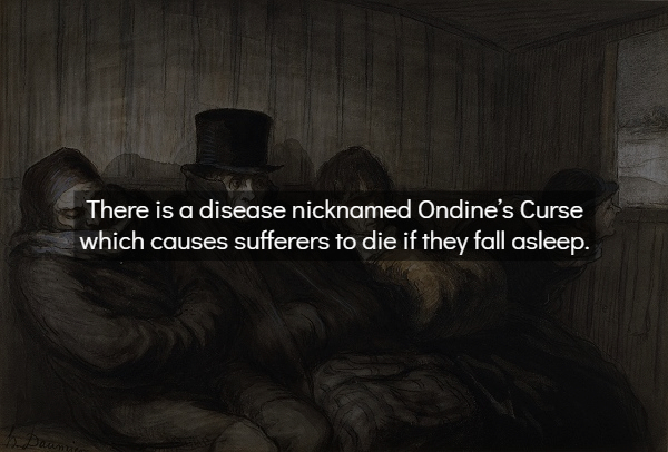 darkness - There is a disease nicknamed Ondine's Curse which causes sufferers to die if they fall asleep.