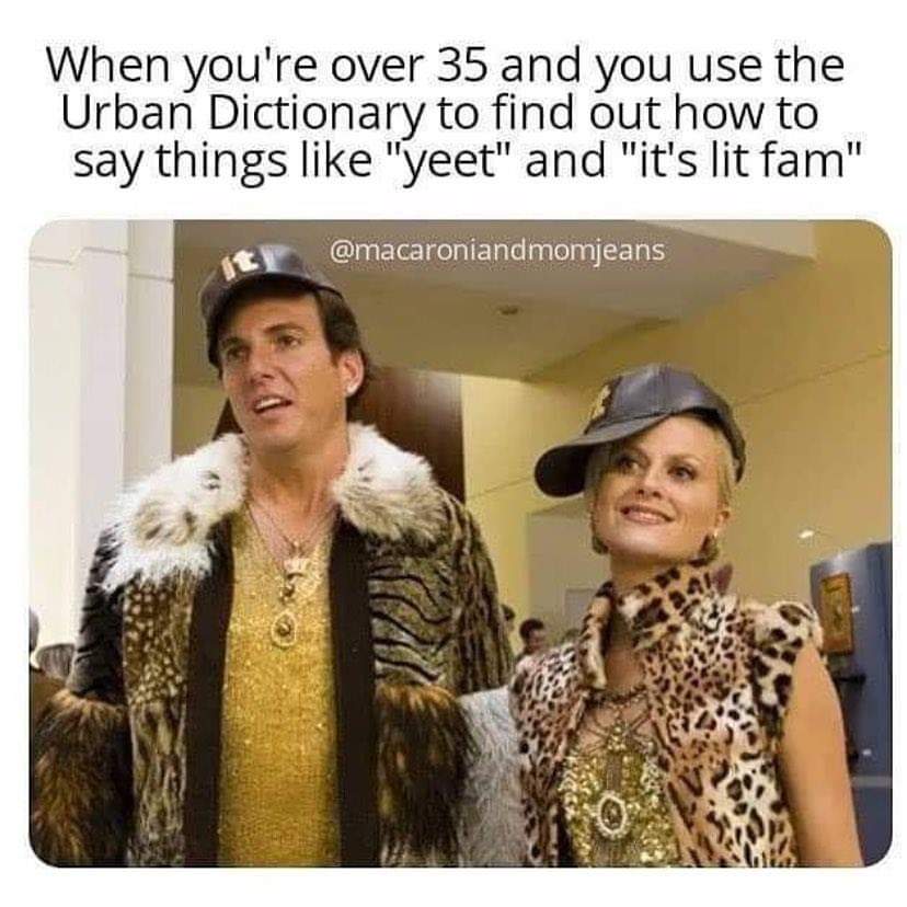 blades of glory will arnett and amy poehler - When you're over 35 and you use the Urban Dictionary to find out how to say things "yeet" and "it's lit fam"