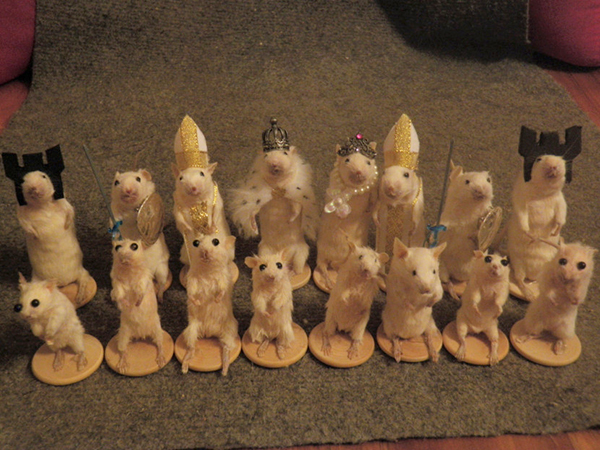 taxidermy mice chess set