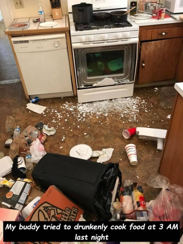 room - My buddy tried to drunkenly cook food at 3 Am last night