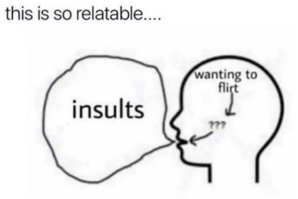 diagram - this is so relatable.... wanting to flirt insults