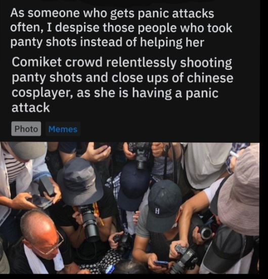 dhaka north city corporation - As someone who gets panic attacks often, I despise those people who took panty shots instead of helping her Comiket crowd relentlessly shooting panty shots and close ups of chinese cosplayer, as she is having a panic attack 