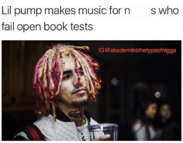 lil pump - Lil pump makes music for n****s who fail open book tests Ig