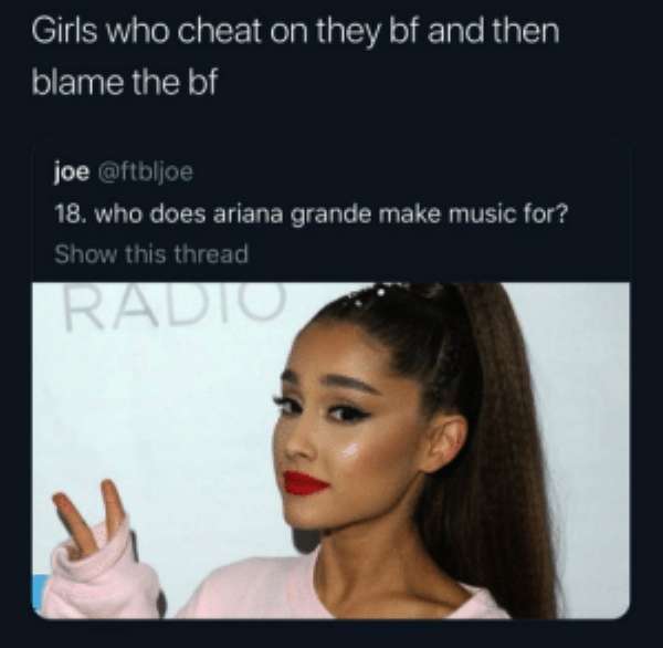 ariana grande hot - Girls who cheat on they bf and then blame the bf joe 18. who does ariana grande make music for? Show this thread I Radio