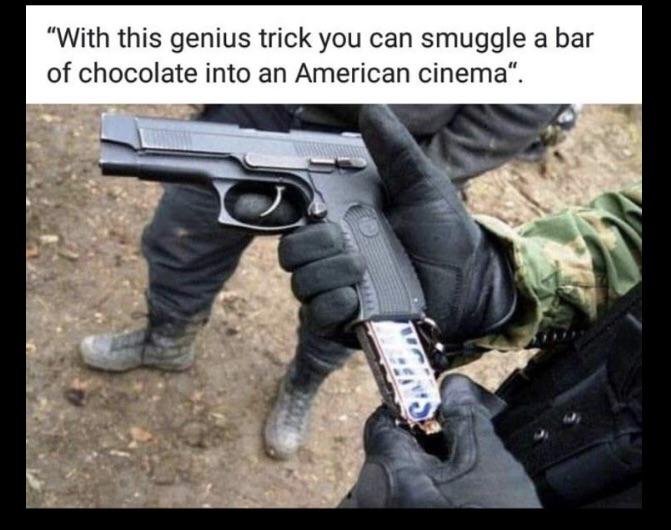 sneak chocolate into an american cinema - "With this genius trick you can smuggle a bar of chocolate into an American cinema".