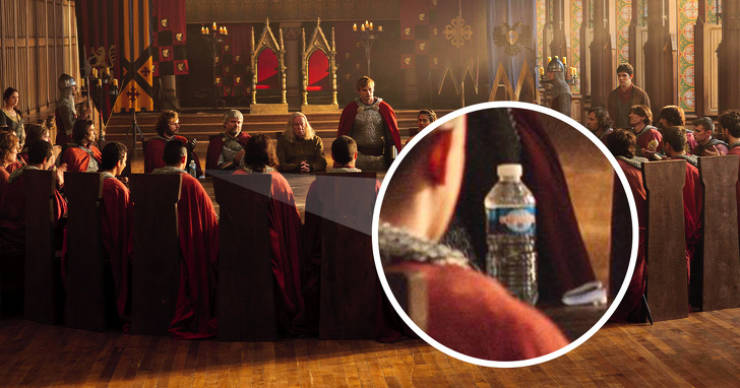 If you look closely at a scene of BBC One’s Merlin series you can see a plastic water bottle by Sir Leon on the table.