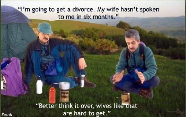 grass - "I'm going to get a divorce. My wife hasn't spoken to me in six months." "Better think it over, wives that are hard to get." Sundi