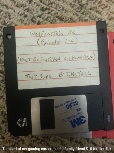 90s nostalgia electronics - Skytes Wolfenstein 3d Must Be Installed on Hard Drive Just Type B Install Ow 'l9W Ch'So W81 Down Ins The start of my gaming career, paid a family friend $10 for the disk