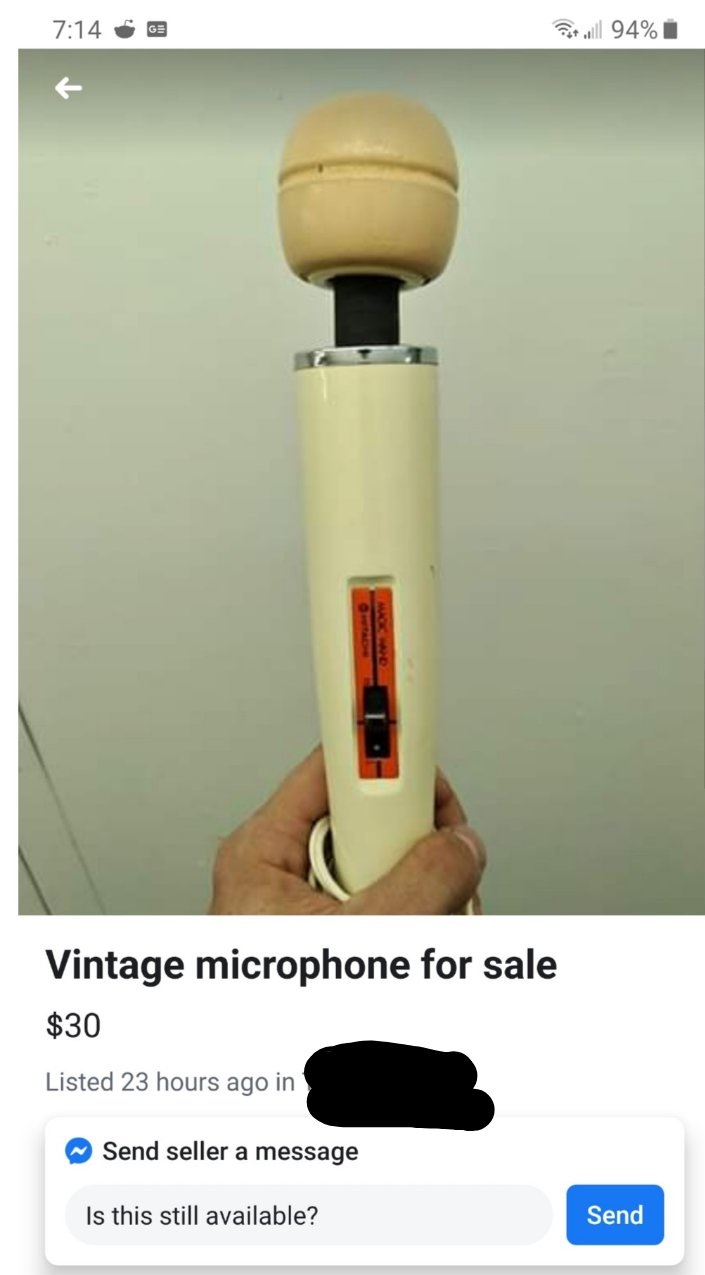 o at will 94% Vintage microphone for sale $30 Listed 23 hours ago in Send seller a message Is this still available? Send