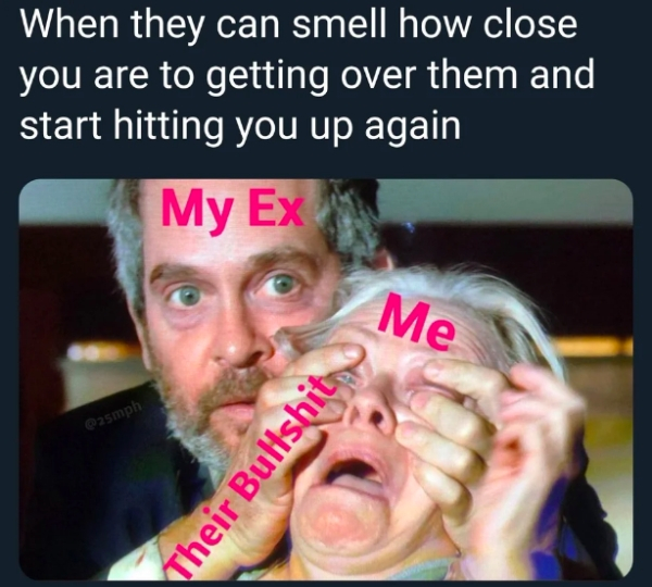 ex memes - When they can smell how close you are to getting over them and start hitting you up again My Ex Me 25 mph Their Bullshits