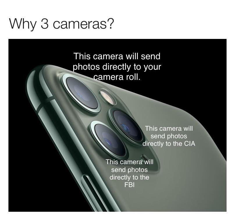 iphone 11 pro max price in india - Why 3 cameras? This camera will send photos directly to your camera roll This camera will send photos directly to the Cia This camera will send photos directly to the Fbi