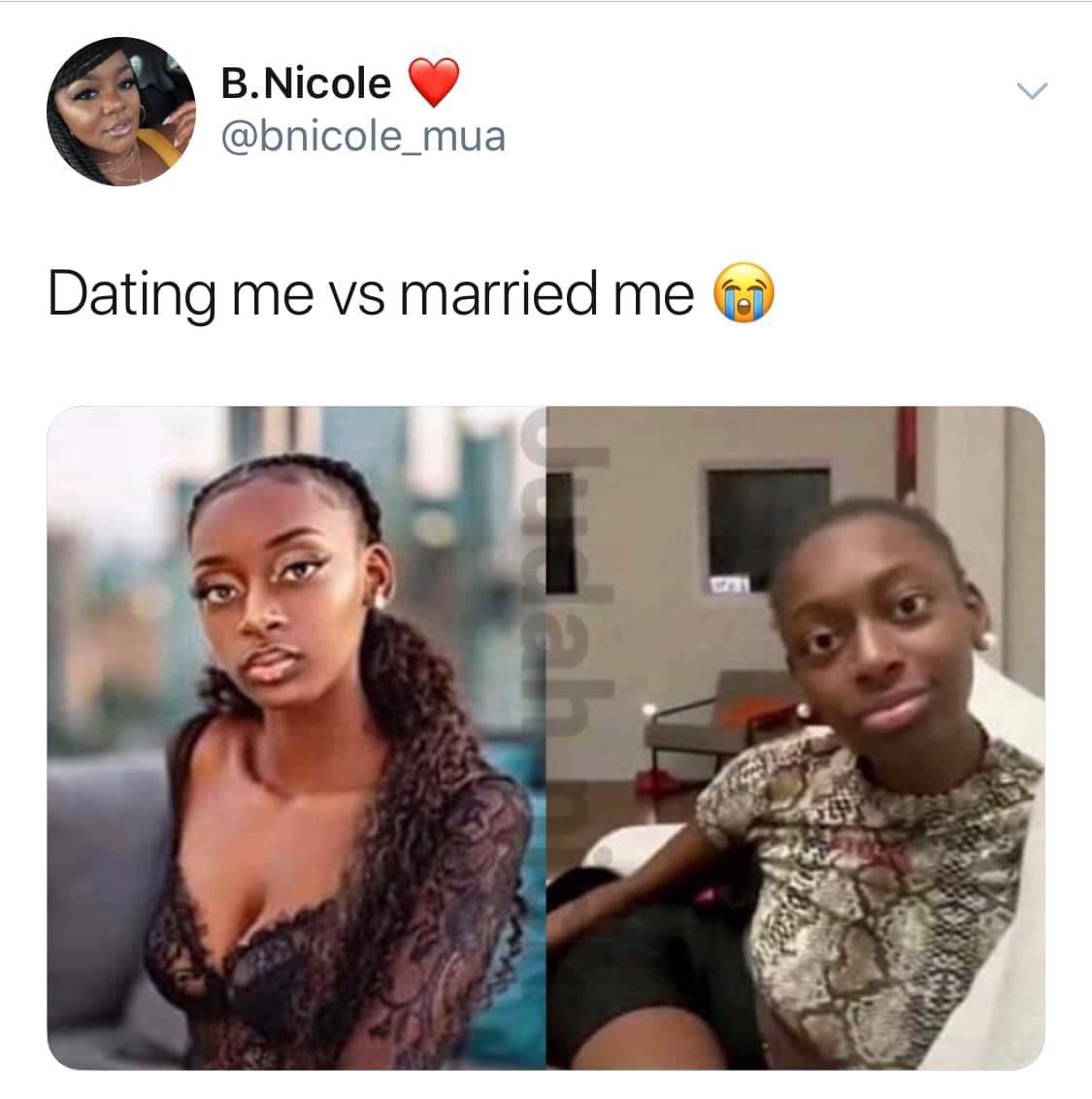 black twitter - Nicole Dating me vs married me