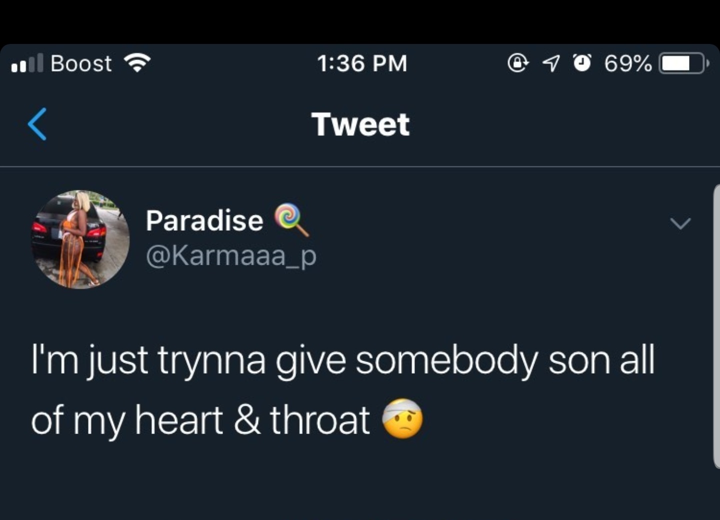 black twitter - I'm just trynna give somebody son all of my heart & throat