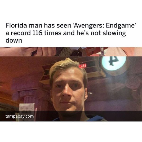 photo caption - Florida man has seen 'Avengers Endgame' a record 116 times and he's not slowing down 13 tampabay.com