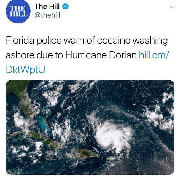 hurricane in florida - nell The Hill Hill Florida police warn of cocaine washing ashore due to Hurricane Dorian hill.cm DktWptu