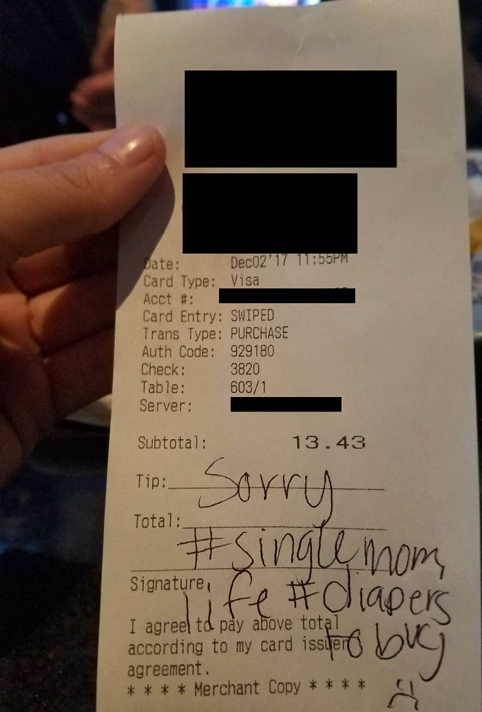 no tip from single mom